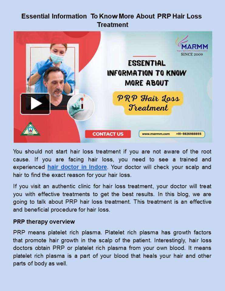 PPT Essential Information To Know More About PRP Hair Loss Treatment