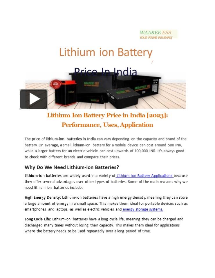 PPT – Lithium Ion Battery Price In India [2023] PowerPoint Presentation ...