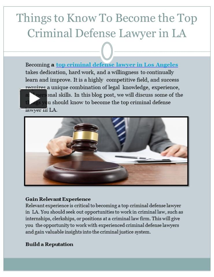 Ppt Things To Know To Become The Top Criminal Defense Lawyer In La Powerpoint Presentation 7843