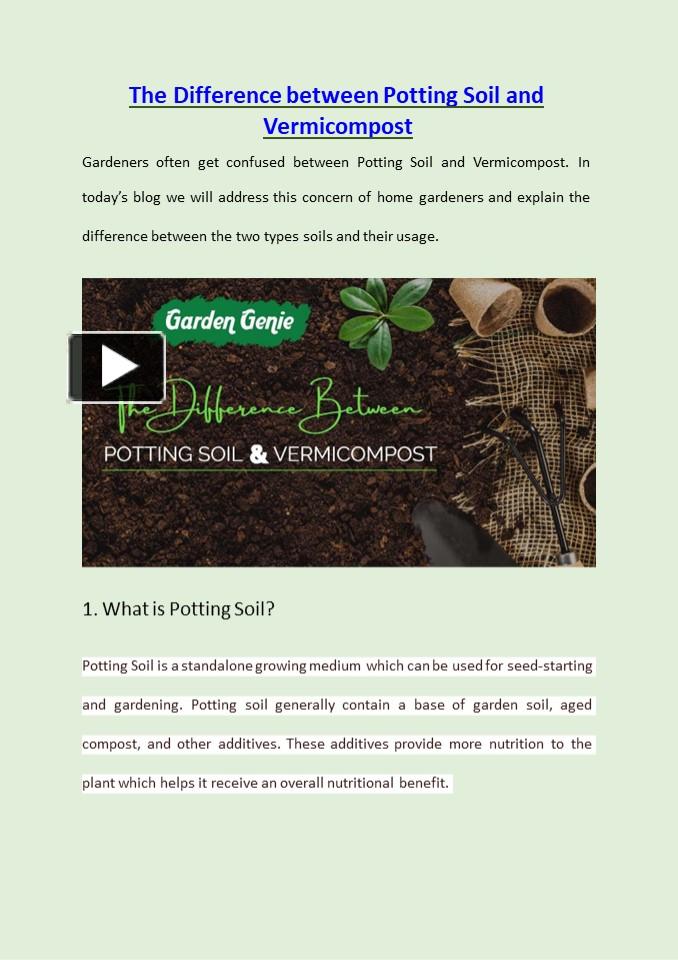 PPT – The Difference Between Potting Soil And Vermicompost PowerPoint ...