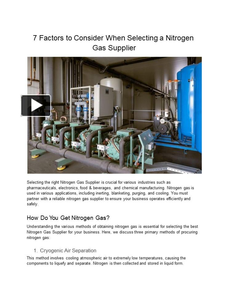 Ppt 7 Factors To Consider When Selecting A Nitrogen Gas Supplier