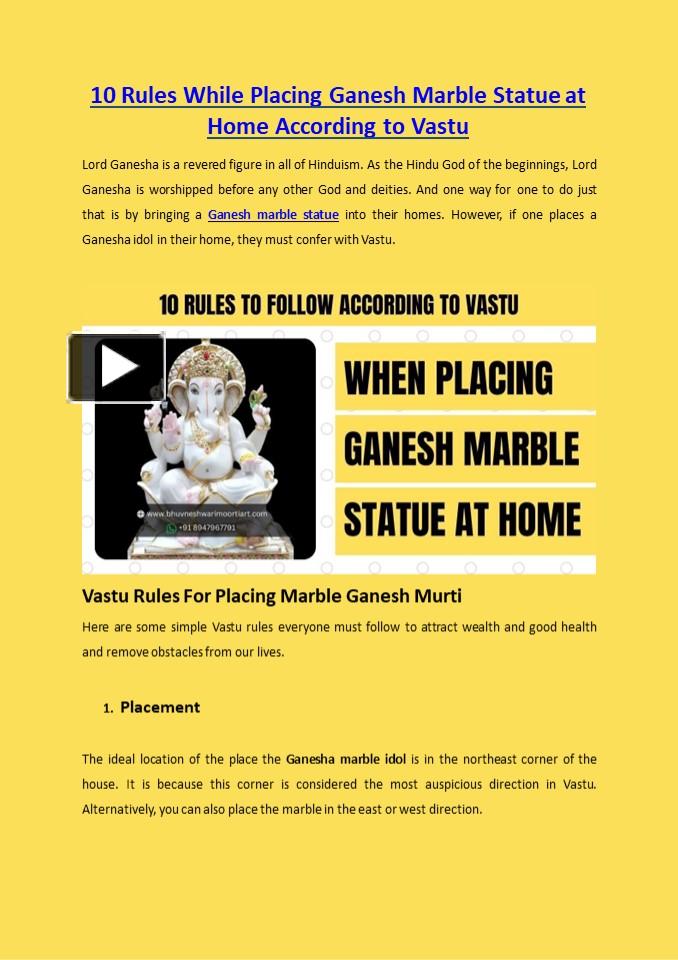 PPT 10 Rules While Placing Ganesh Marble Statue At Home According To