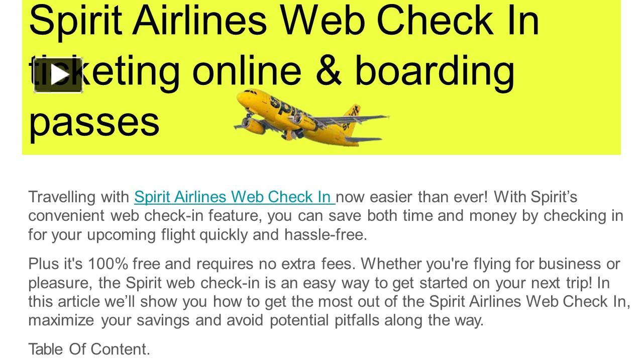 Ppt Spirit Airlines Web Check In Ticketing Online And Boarding Passes Powerpoint Presentation