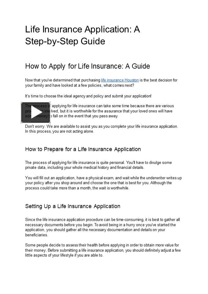 Ppt Life Insurance Houston Application A Step By Step Guide