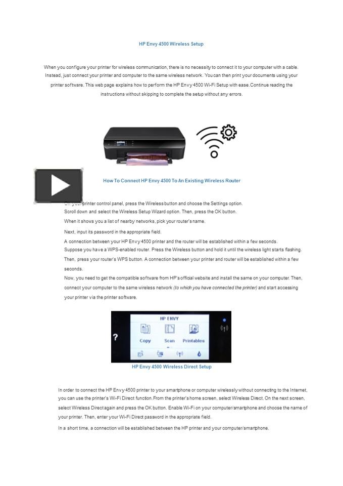 Ppt Hp Envy 4500 Wireless Setup Powerpoint Presentation Free To