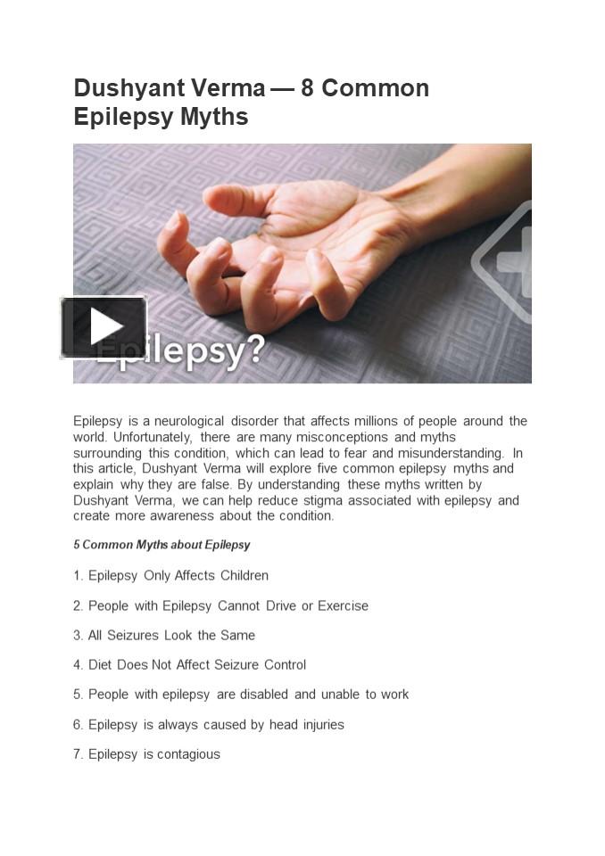 Ppt Dushyant Verma Common Epilepsy Myths Powerpoint Presentation