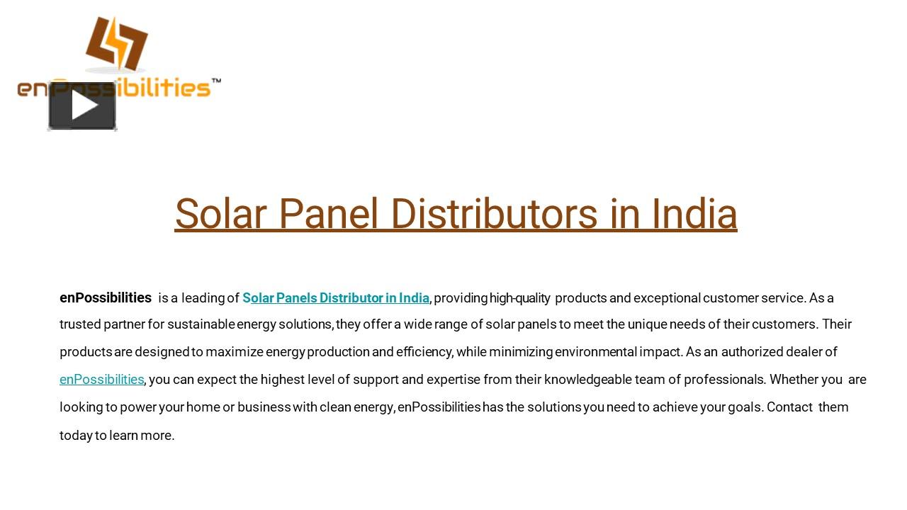 PPT – Best Solar Panel Distributors In India PowerPoint Presentation ...