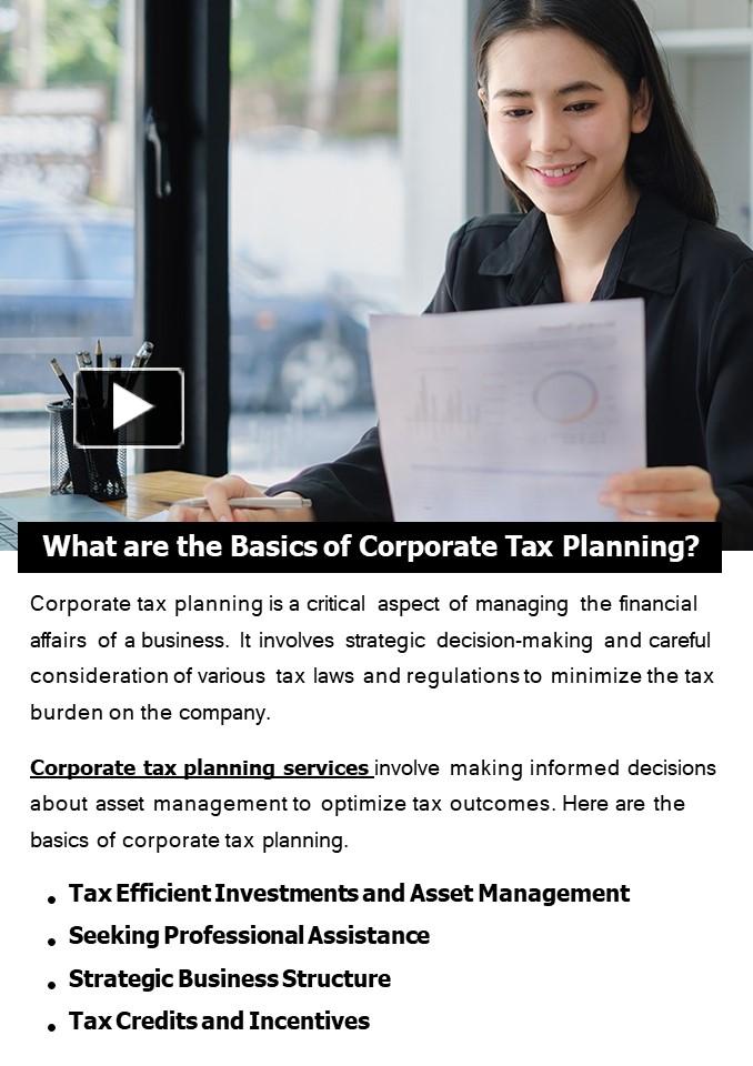 PPT What Are The Basics Of Corporate Tax Planning PowerPoint