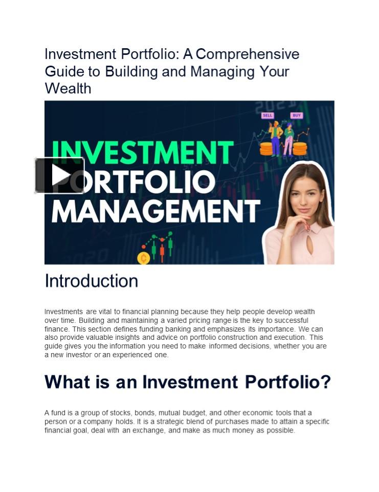 Ppt Investment Portfolio A Comprehensive Guide To Building And