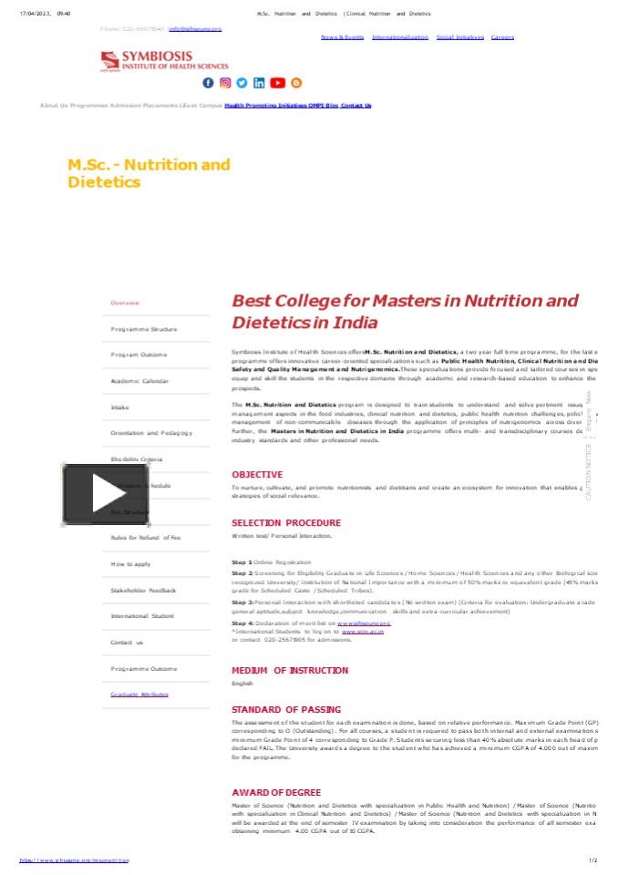 PPT – M.Sc. Nutrition And Dietetics | Clinical Nutrition And Dietetics ...