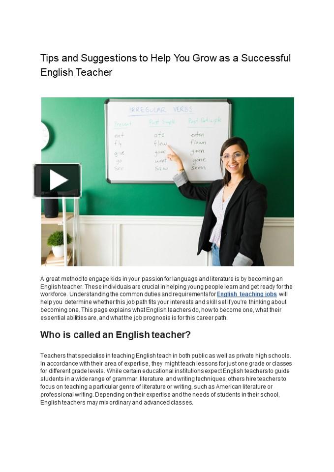 ppt-english-teacher-jobs-tips-to-grow-as-a-successful-english