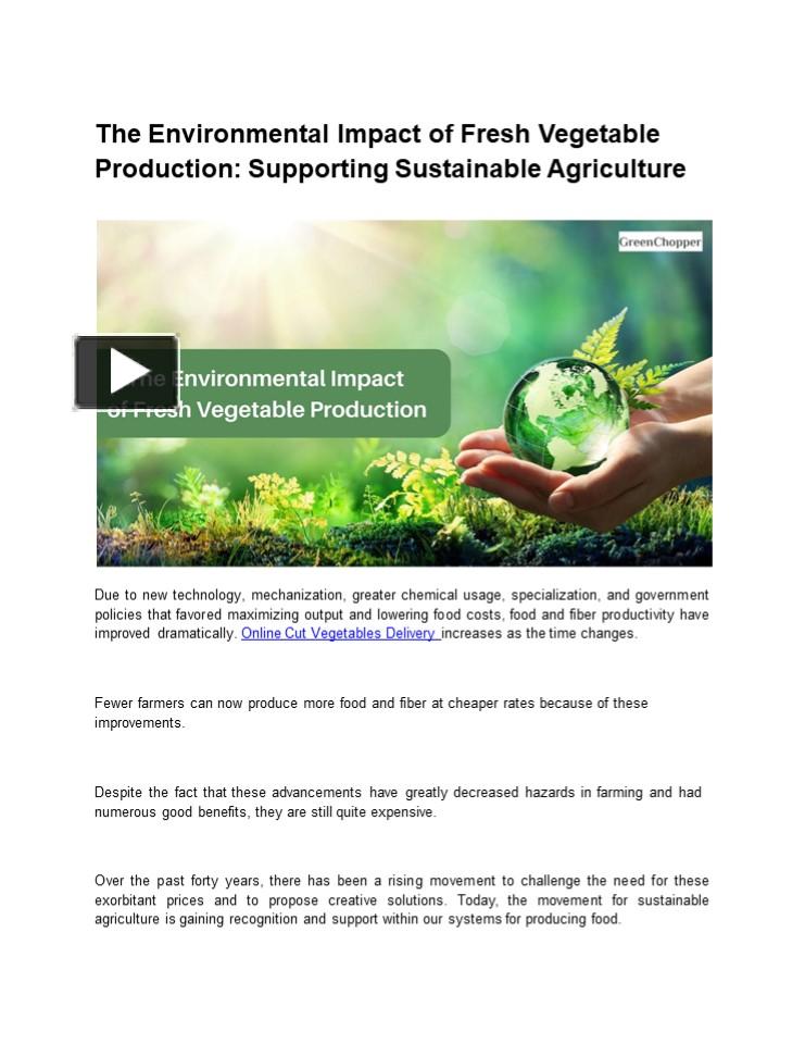 Ppt The Environmental Impact Of Fresh Vegetable Production Supporting Sustainable Agriculture