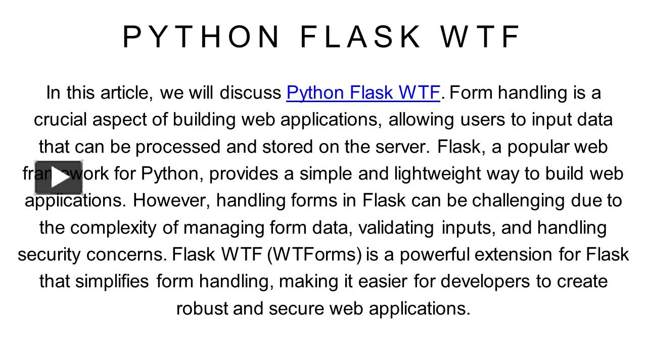 Ppt Python Flask Wtf Powerpoint Presentation Free To Download Id 97399c Mge5o