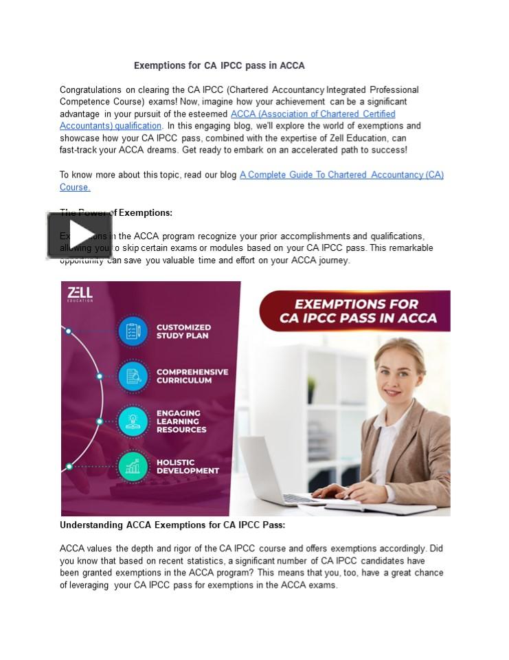 PPT – Exemptions For CA IPCC Pass In ACCA PowerPoint Presentation ...