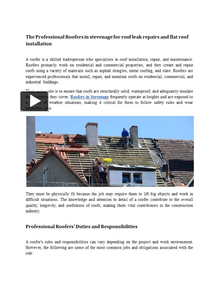 Ppt The Professional Roofers In Stevenage For Roof Leak Repairs And