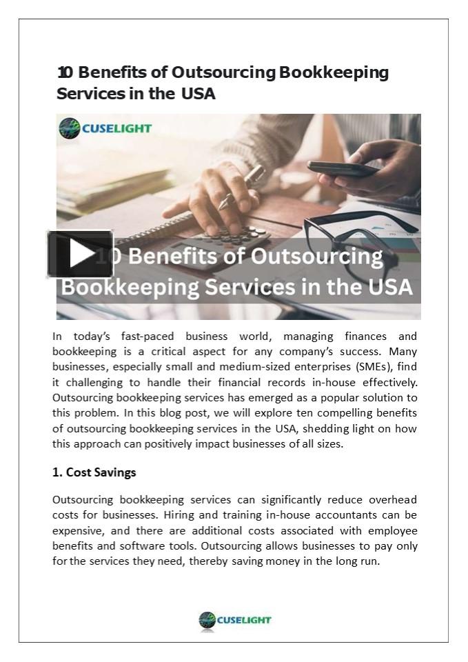 PPT 10 Benefits Of Outsourcing Bookkeeping Services In The USA