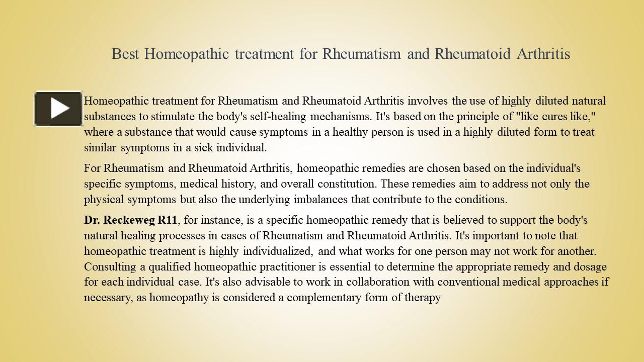 PPT – Best Homeopathic Treatment For Rheumatism And Rheumatoid ...