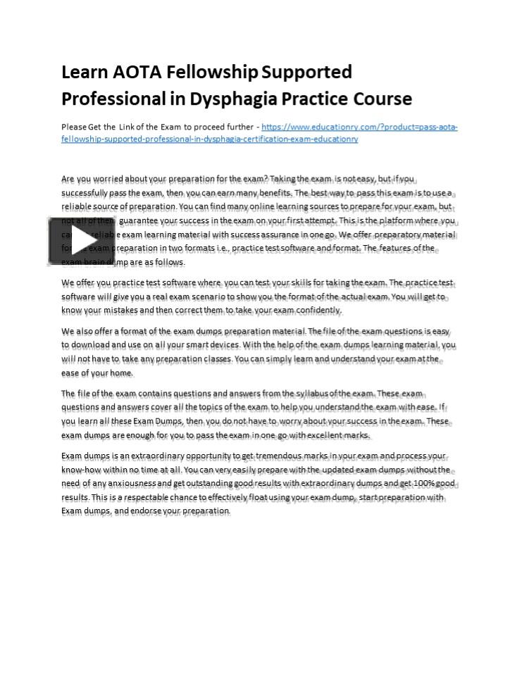 PPT – Learn AOTA Fellowship Supported Professional In Dysphagia ...