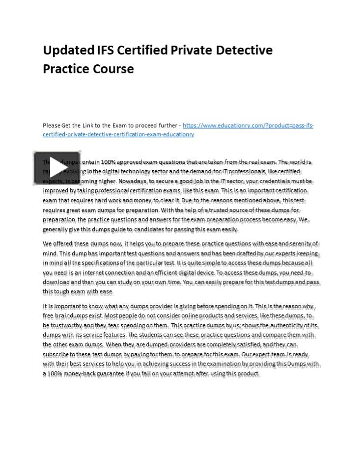 Ppt Updated Ifs Certified Private Detective Practice Course