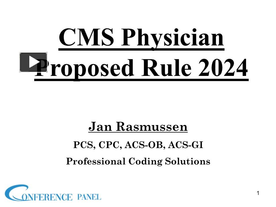 PPT Breaking Down the CMS Physician Fee Schedule for 2024 PowerPoint