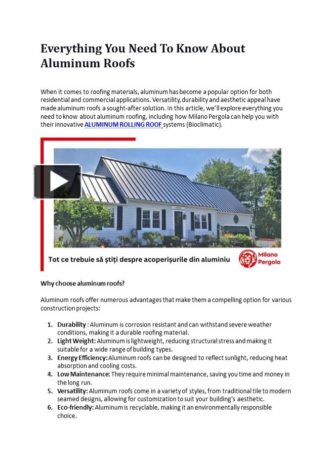 Ppt Everything You Need To Know About Aluminum Roofs Powerpoint