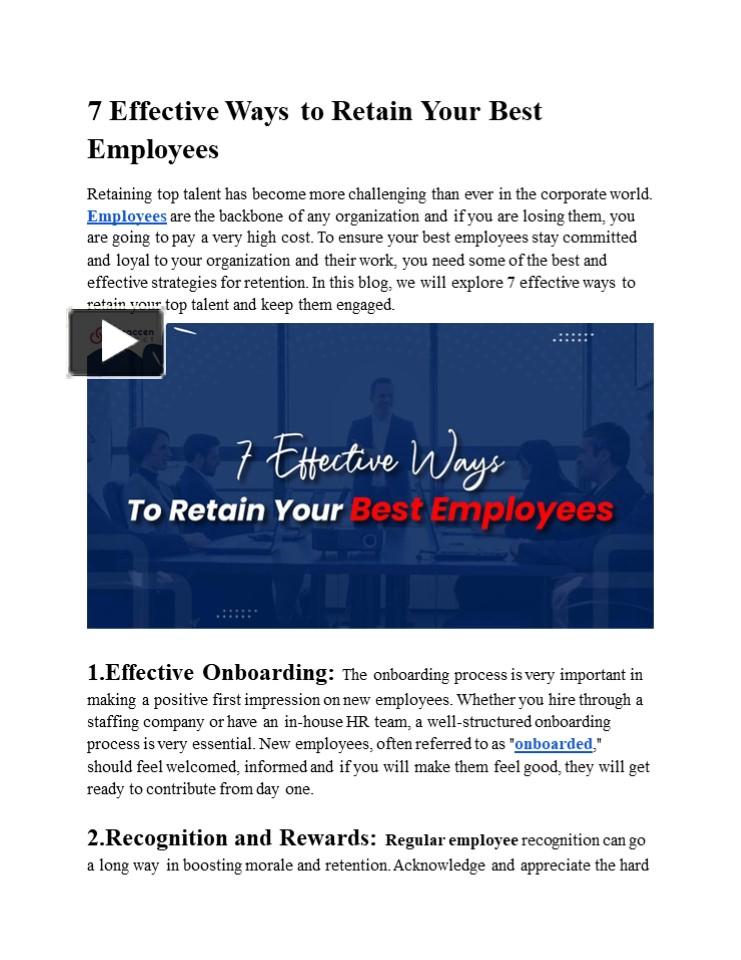 PPT – 7 Effective Ways To Retain Your Best Employees PowerPoint ...