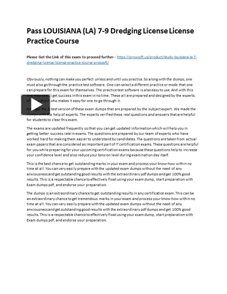 PPT – Pass LOUISIANA (LA) 7-9 Dredging License License Practice Course ...