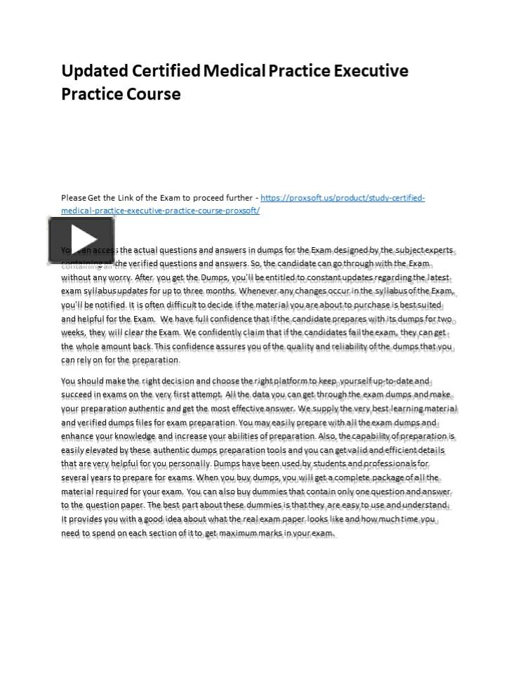 PPT – Updated Certified Medical Practice Executive Practice Course ...