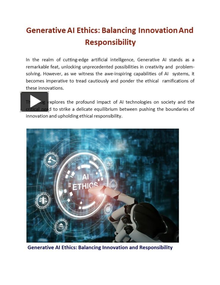 PPT Generative AI Ethics Balancing Innovation And Responsibility