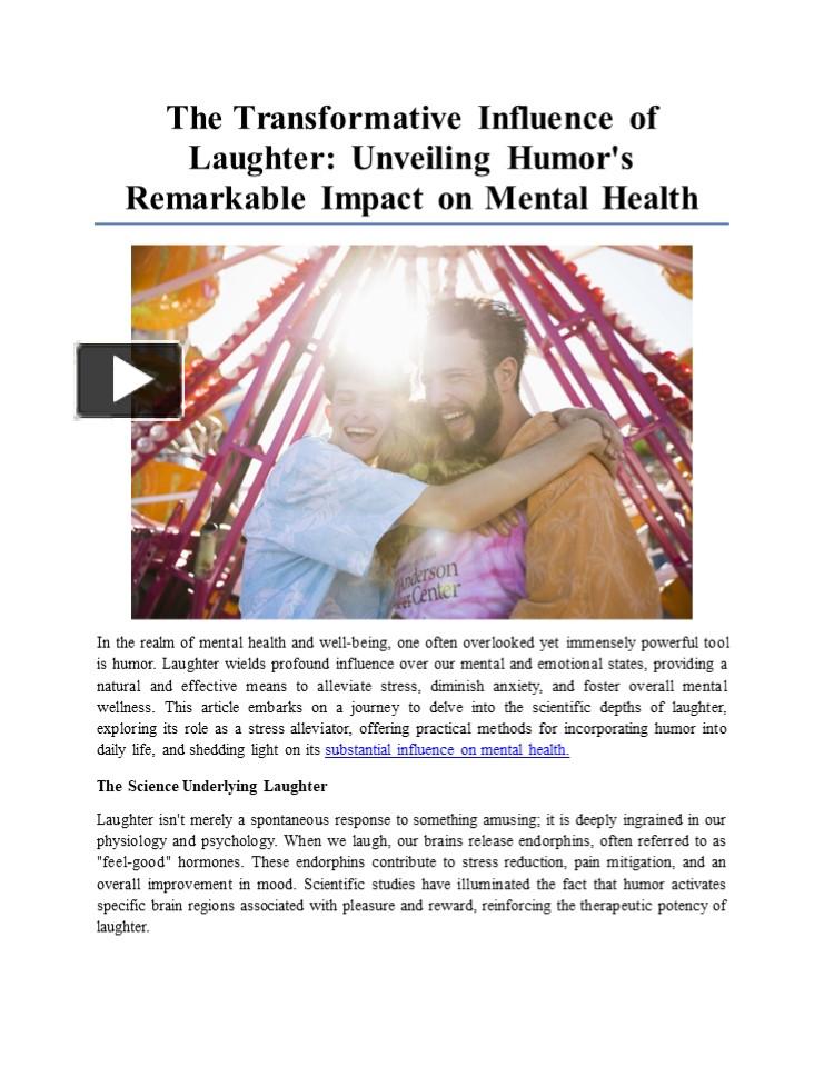 Ppt The Transformative Influence Of Laughter Unveiling Humors