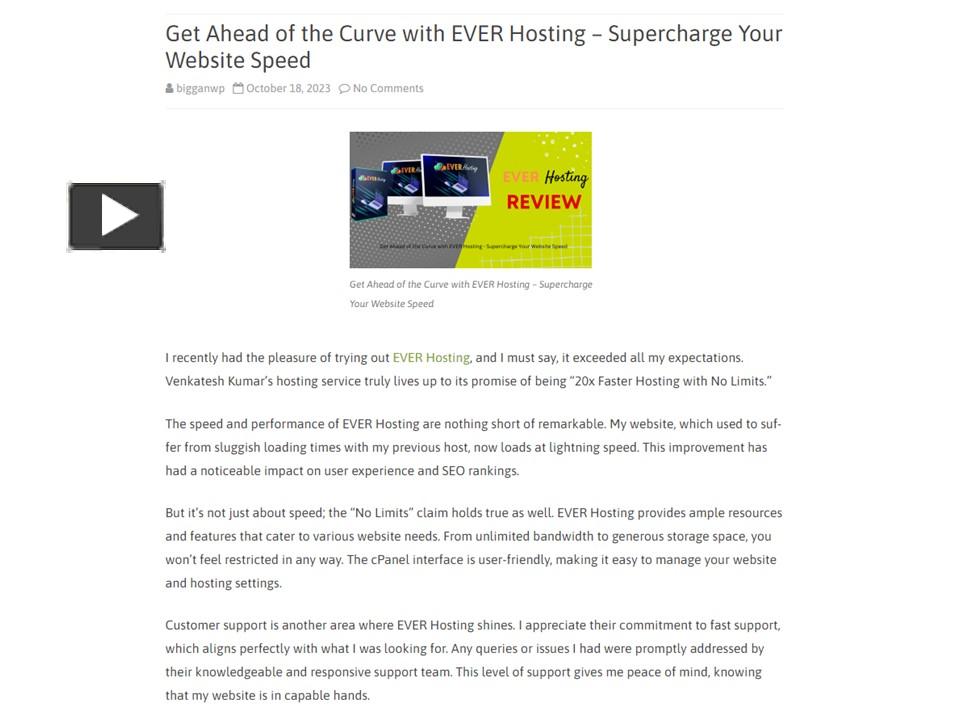 Ppt Get Ahead Of The Curve With Ever Hosting Supercharge Your Website Speed Powerpoint