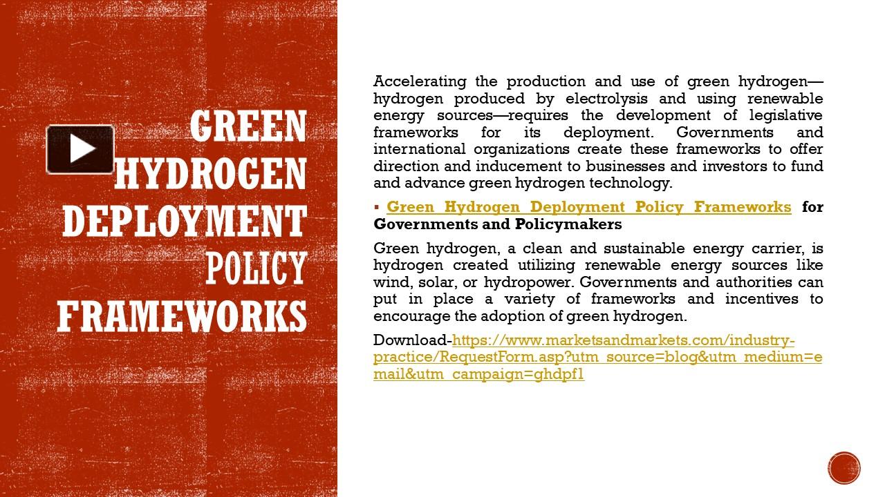 Ppt Green Hydrogen Deployment Policy Frameworks Powerpoint