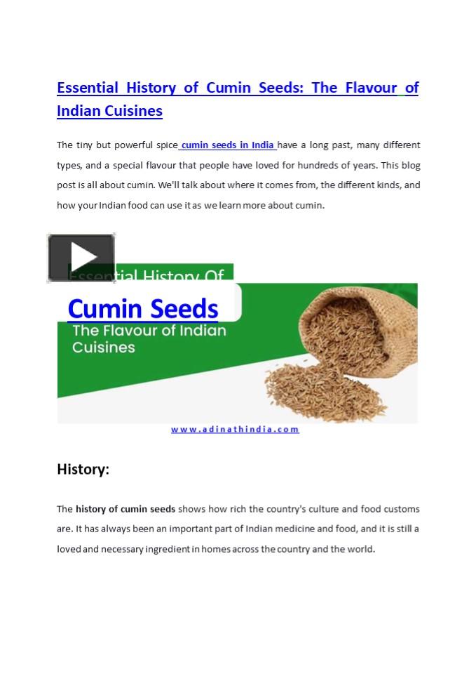 Ppt Essential History Of Cumin Seeds The Flavor Of Indian Cuisines