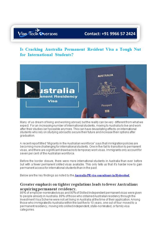 PPT – Is Cracking Australia Permanent Resident Visa A Tough Nut For ...