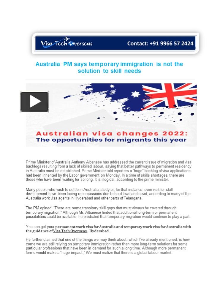 Ppt Australia Pm Says Temporary Immigration Is Not The Solution To Skill Needs Powerpoint 6098