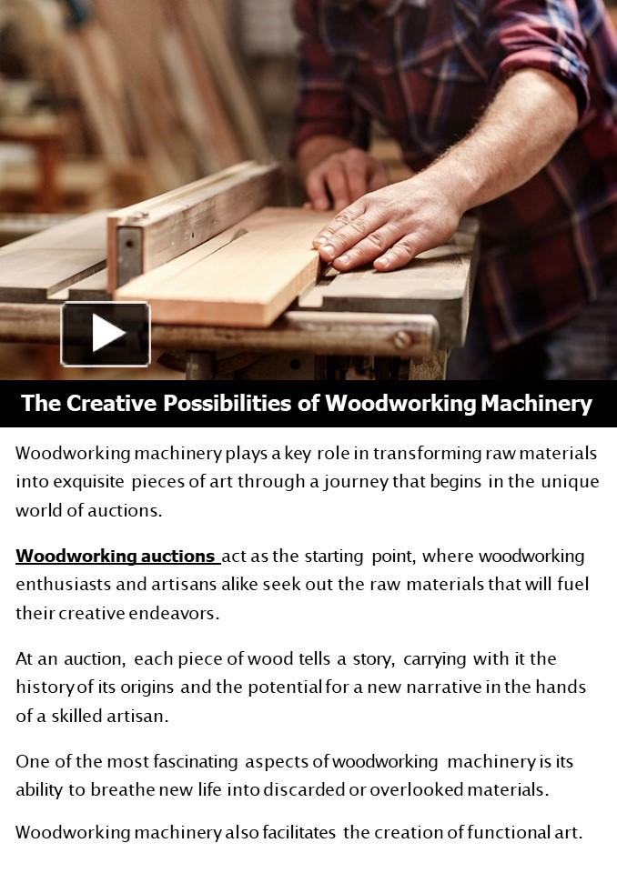 Ppt The Creative Possibilities Of Woodworking Machinery Powerpoint