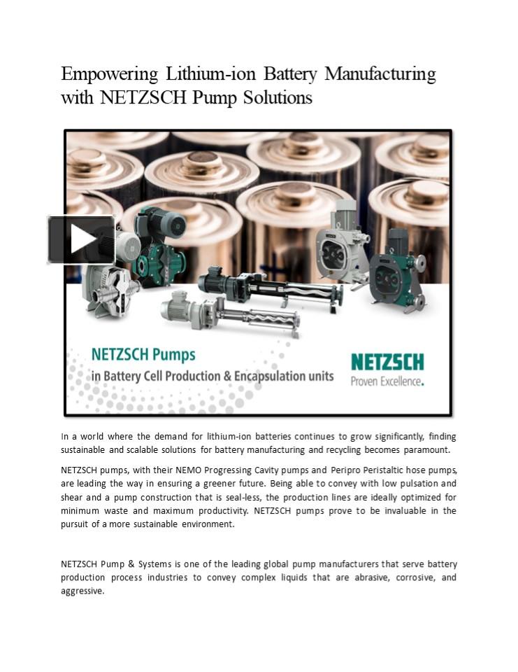 PPT Empowering Lithium Ion Battery Manufacturing With NETZSCH Pump