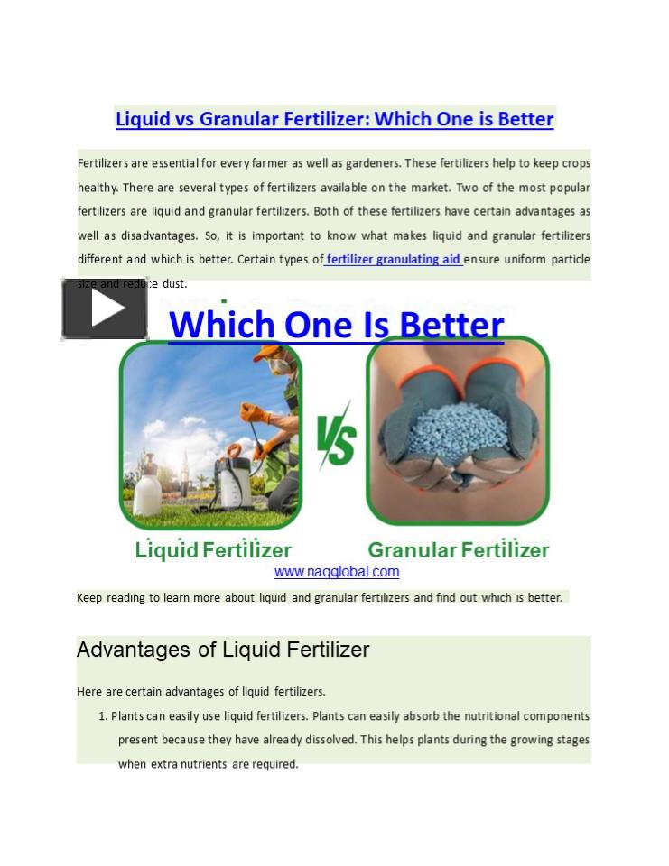 Ppt Liquid Vs Granular Fertilizer Which One Is Better Powerpoint Presentation Free To