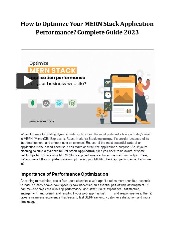 PPT – How To Optimize Your MERN Stack Application Performance? Complete ...