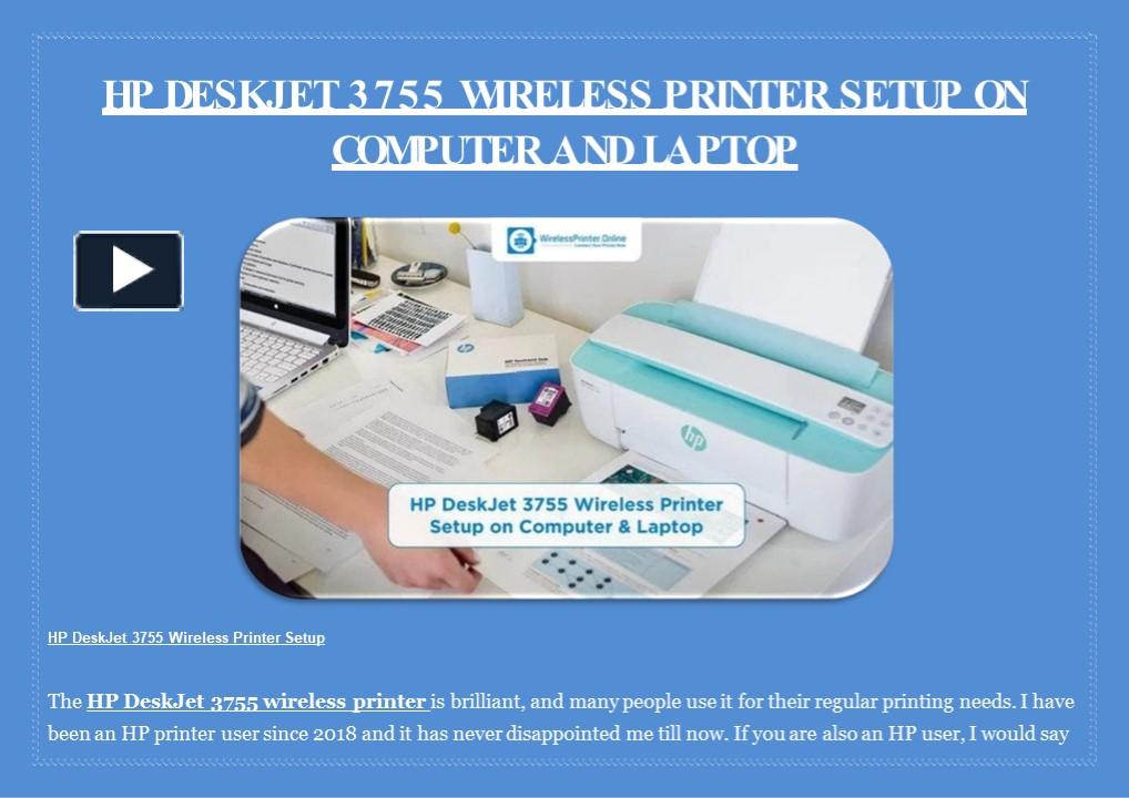 Ppt Hp Deskjet Wireless Printer Setup On Computer And Laptop