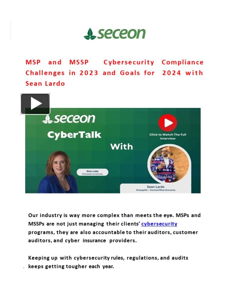 Ppt – Msp And Mssp Cybersecurity Compliance Challenges In 2023 And 