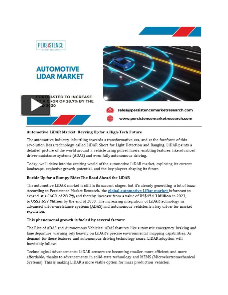 Ppt Automotive Lidar Market Report Size And Forecast