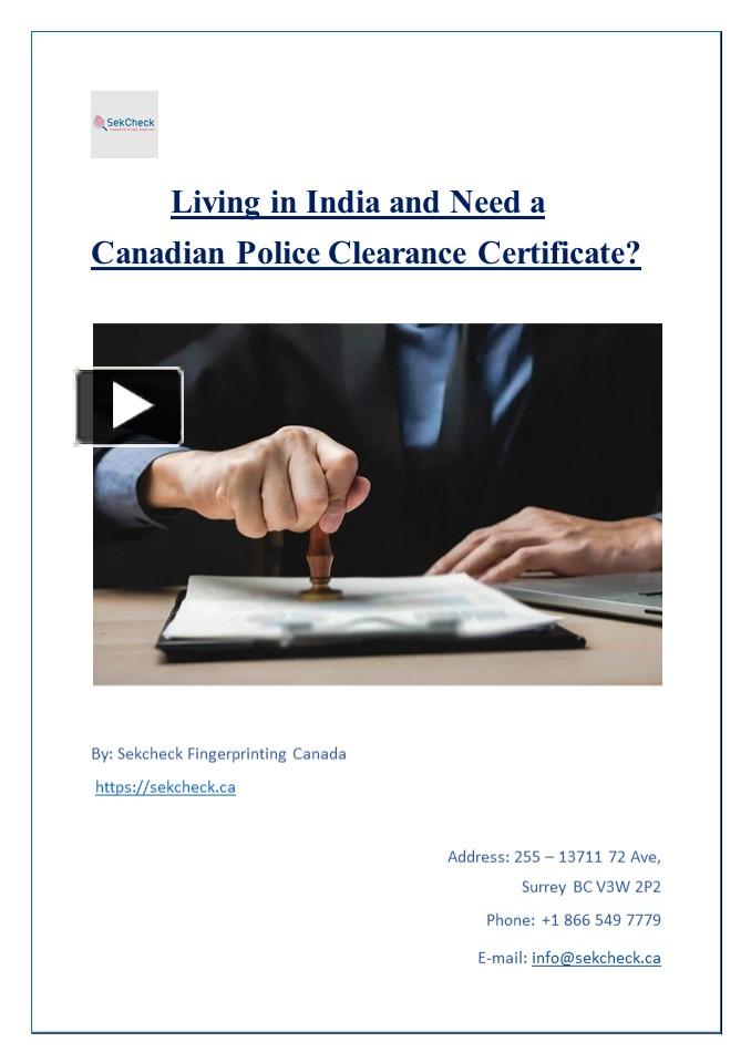 Ppt Living In India And Need A Canadian Police Clearance Certificate Powerpoint Presentation