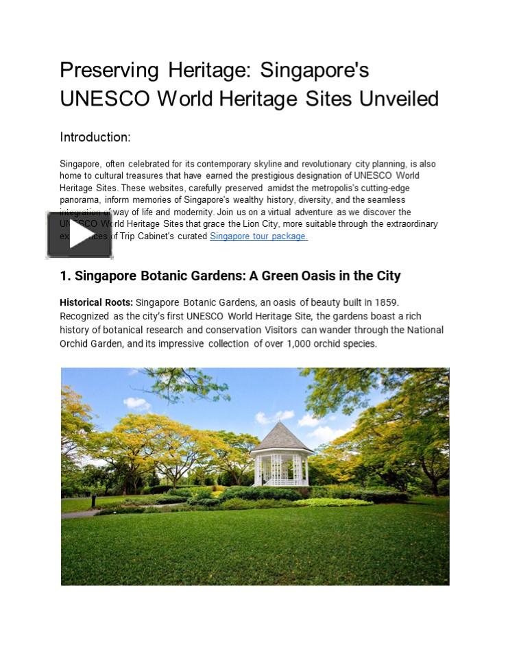 PPT – Preserving Heritage: Singapore’s UNESCO World Heritage Sites ...