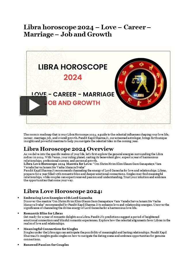 Ppt Libra Horoscope 2024 Love Career Marriage Job And Growth