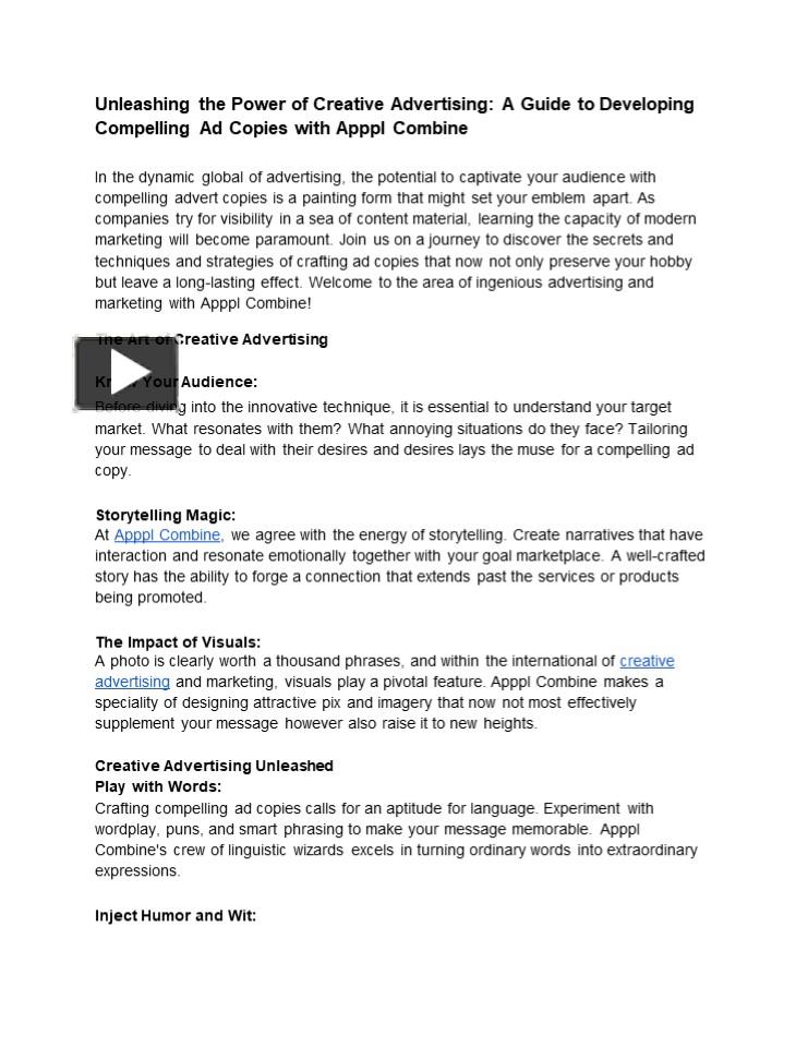 PPT – Unlock Creativity: Crafting Compelling Ad Copies with Apppl 