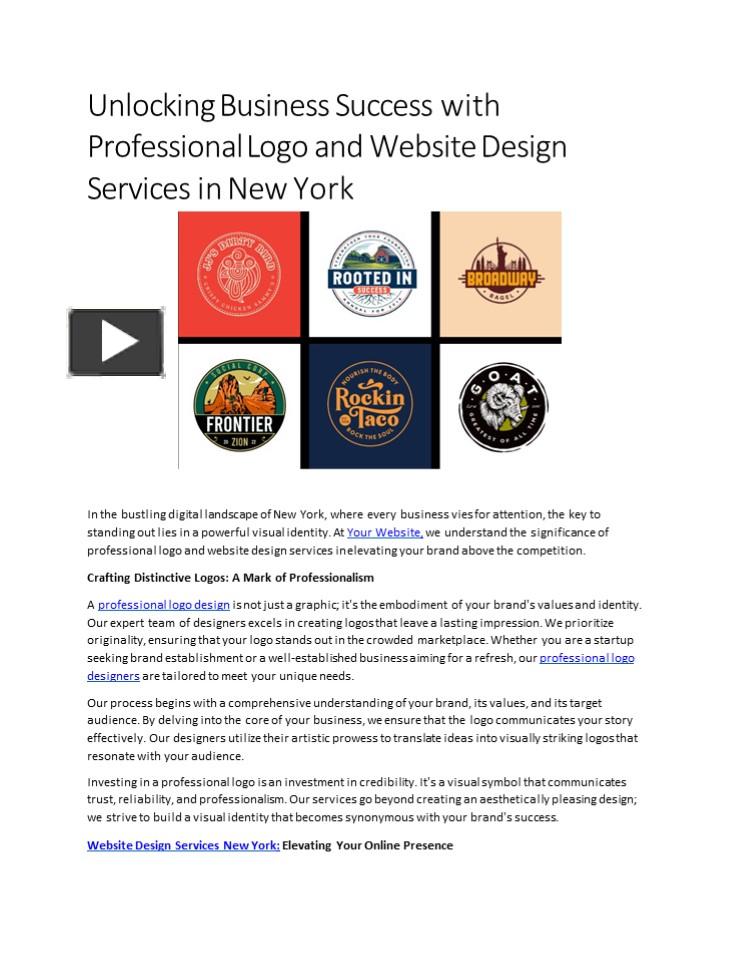 Ppt Unlocking Business Success With Professional Logo And Website