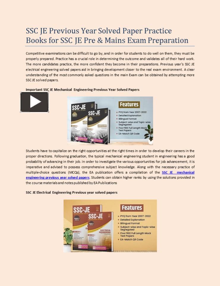 PPT – SSC JE Previous Year Solved Paper Practice Books For SSC JE Pre ...