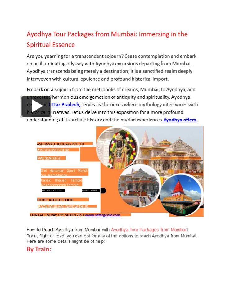 PPT Ayodhya Tour Packages From Mumbai Immersing In The Spiritual