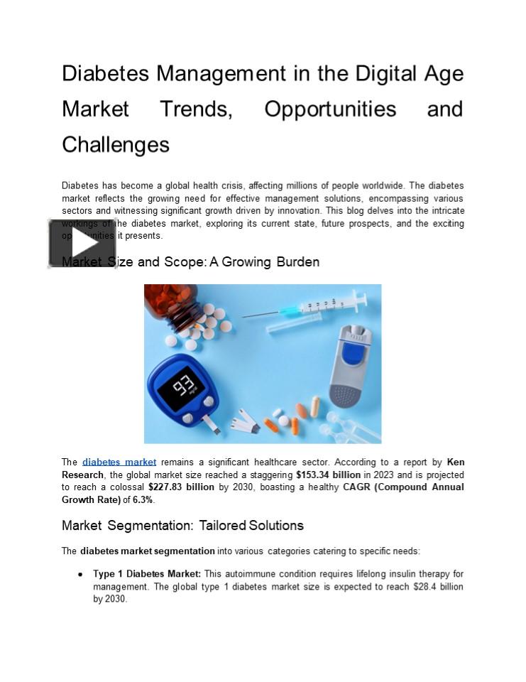 Ppt Diabetes Management In The Digital Age Market Trends Opportunities And Challenges